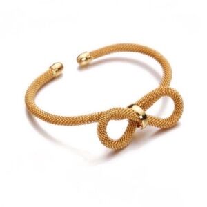 New! Gold Mesh Bow Cuff Bracelet NWOT